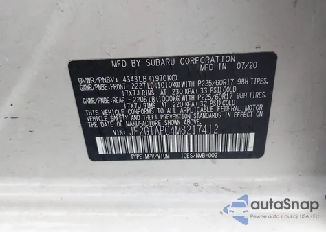 2021 Subaru Crosstrek Premium from USA, damaged, VIN JF2GTAPC4M8217412